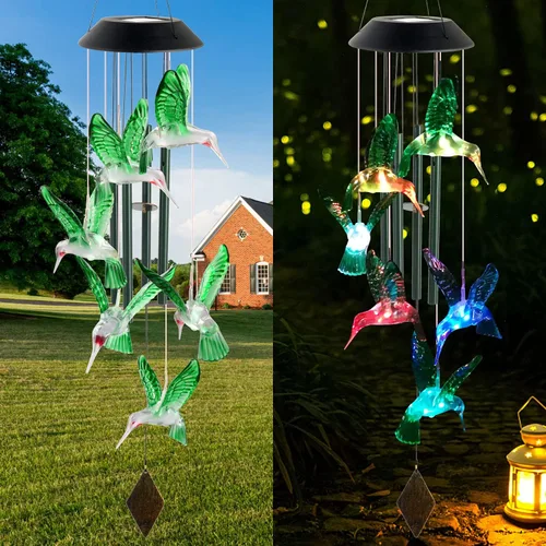 Miniatura 2 de Campanillas de viento solares de colibrí para exteriores, regalo para padre, regalos de cumpleaños para madre, marido, padrastro, mujer, abuela