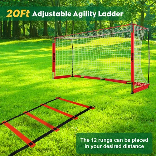 Miniatura 3 de RINREA Portería de fútbol portátil, red de portería de fútbol plegable con base metálica, equipo de entrenamiento de fútbol de montaje rápido con 1