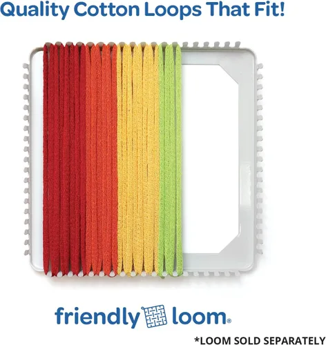 Miniatura 4 de Friendly Loom - Bucles de tejer de algodón de calidad en colores arcoíris – 7" Tamaño tradicional Teje 6 agarraderas funcionales Fabricado
