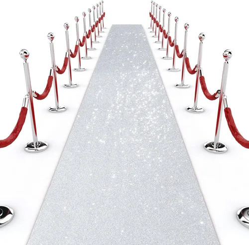 Miniatura 9 de Shihanee Alfombra de pasillo de lentejuelas para boda, alfombra con purpurina con cinta de alfombra, brillante, para baile de graduación, Negro