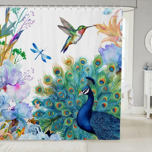 Miniatura 24 de Erosebridal Cortina de Ducha de Dinosaurio de Dibujos Animados 3D para Niños Varones Adultos Baño Selva Dino Tela Cortina de Baño 72" An x 72 L