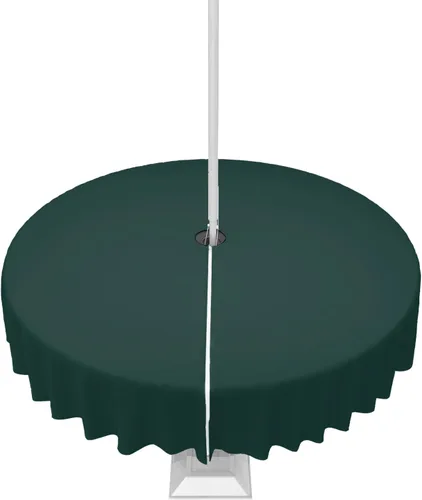 Miniatura 78 de QueenKer Mantel de exterior verde oliva con agujero para sombrilla y cremallera, mantel de color sólido para mesas cuadradas, colección de mesa