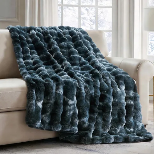 Miniatura 13 de EverGrace - Manta ultra suave de lujo, esponjosa, de pelo de conejo sintético, cálida y gruesa, para cama, reversible, para sofá, silla, color gris