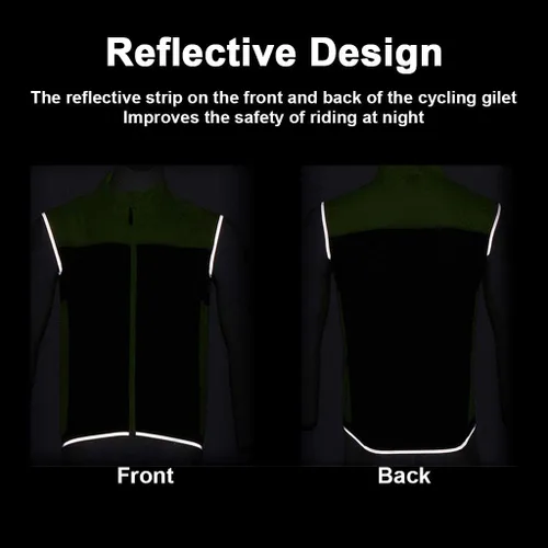 Miniatura 3 de Pacdeaet Windstopper Chaleco de ciclismo para hombre resistente al viento reflectante impermeable chaleco de viento transpirable