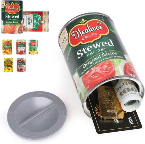 Miniatura 9 de Caja de seguridad falsa con forma de lata, perfecta para ocultar almacenamiento, llave, efectivo, joyas, tarjeta (1- Estilo francés de judías verdes)