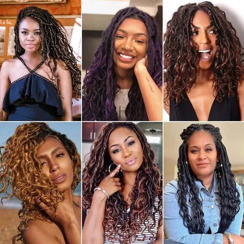 Miniatura 3 de Cabello de ganchillo para mujeres negras Goddess Locs de 14 pulgadas 8 paquetes 613 Locs falsos suaves preenganchados trenzas de ganchillo cabello