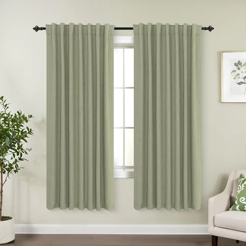 Miniatura 62 de KOUFALL - Cortinas de medio estilo francés de lino para ventana, juego de 2 cortinas cortas de 40 pulgadas de longitud, para privacidad, cortinas