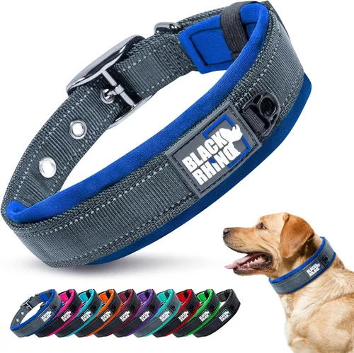 Miniatura 25 de Collares para perros Black Rhino para perros medianos - Collar de perro ajustable reflectante resistente con acolchado de neopreno ultra suave