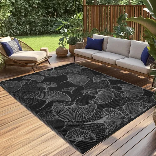 Miniatura 9 de Alfombra de Paja de Plástico, 9'x12' Alfombras de Patio Impermeables para Exteriores Plegables Reversibles Estera de Camping para Caravana, Terraza