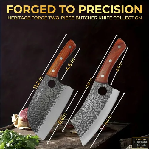 Miniatura 5 de SliceElite 2PCS Juego de Cuchillos de Chef Forjados a Mano Cuchillos Serbios y de Carnicero para Cortar Carne y Vegetales Cuchillo de Cocina