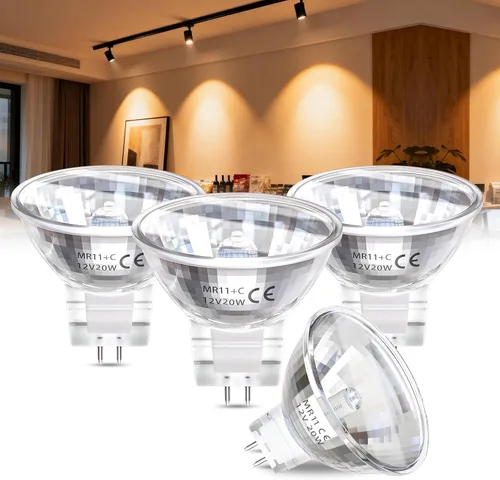 Bombillas halógenas MR11 GU4 de 12 V, 20 W, blanco cálido, 2800 K, base de 2 pines, MR11, foco regulable de bajo voltaje para paisaje, fibra óptica,