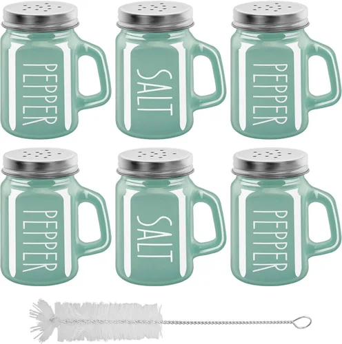 Miniatura 18 de 2 botellas de vidrio para especias de 4 onzas, saleros, botellas de especias para el hogar, salero y pimentero, tarro de condimentos multiusos