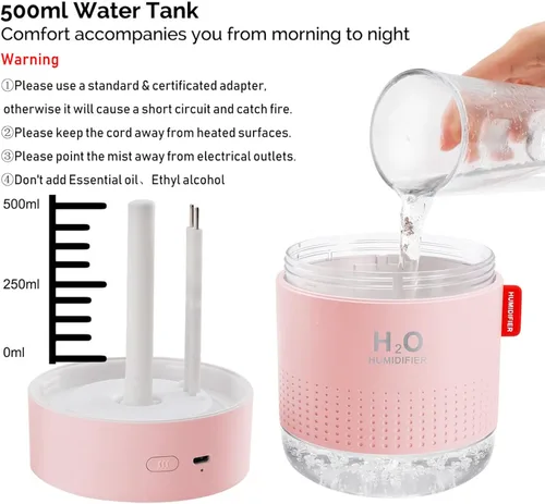 Miniatura 5 de Minihumidificador portátil de niebla fría, 500ml, humidificador de escritorio personal USB para dormitorio de bebé, viajes, oficina, hogar - Apagado