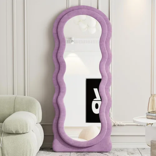 Miniatura 11 de Espejo de Piso, Espejo de Cuerpo Entero con Soporte, 63"x24" Espejo Arqueado Independiente de Cuerpo Entero para Colgar o Apoyar, Espejos de Pared