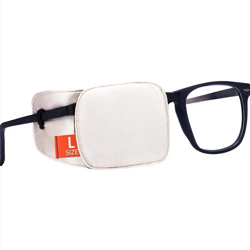 Astropic Parche grande de seda para ojos para adultos y niños con gafas grandes para cubrir cualquier ojo (Grande, beige cremoso)