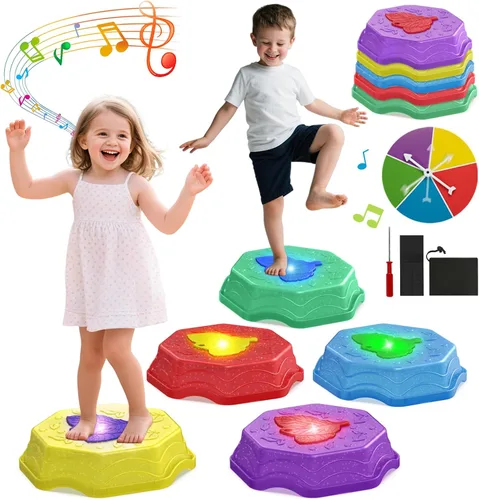 Miniatura 2 de Piedras Saltarinas para Niños con Luz y Música, Juguete Sensorial para Pequeñitos para Curso de Obstáculos y Coordinación, Regalos de Cumpleaños