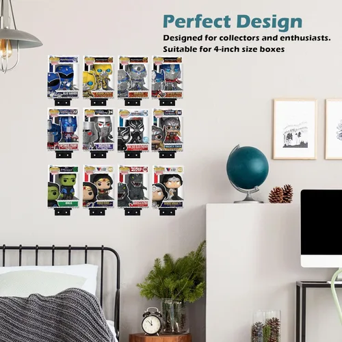 Miniatura 2 de Paquete de 12 estantes acrílicos negros para cajas Funko Pop, estante de exhibición de pared para figuras de juguete coleccionables, figura