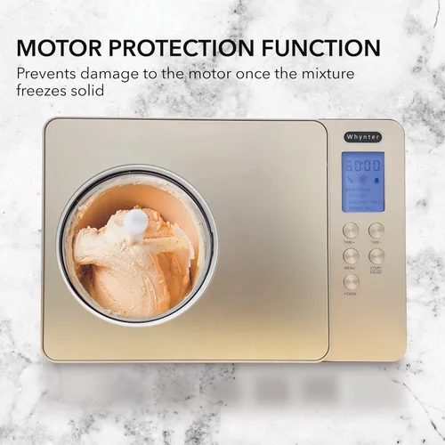 Miniatura 3 de Whynter Máquina automática para hacer helados y yogur de 2 cuartos de galón con compresor integrado, pantalla digital LCD y temporizador, sin Oro