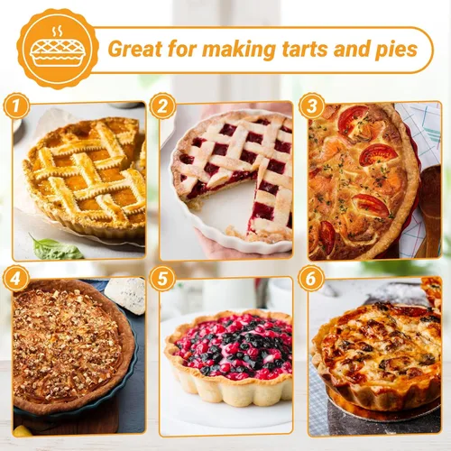 Miniatura 6 de Beasea Sartén para tartas de 10 pulgadas con parte inferior extraíble, sartén antiadherente para quiche con borde estriado, base suelta, bandeja