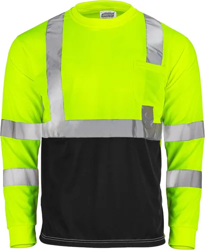 JORESTECH Camiseta de seguridad de manga larga de alta visibilidad, cumple con ANSI/ISEA 107 Tipo R Clase 3, diseño inferior negro, cinta