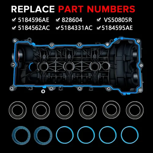 Miniatura 3 de VS50805R - Junta de tapa de válvula de motor con 12 sellos de tubo de bujía compatible con Dodge Chrysler Jeep Ram Vehicle 2011-2020 Durango 300