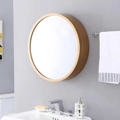 Miniatura 4 de HM&DX Armario redondo con espejo de baño, botiquín circular, armario de almacenamiento montado en la superficie de la pared con puerta de espejo