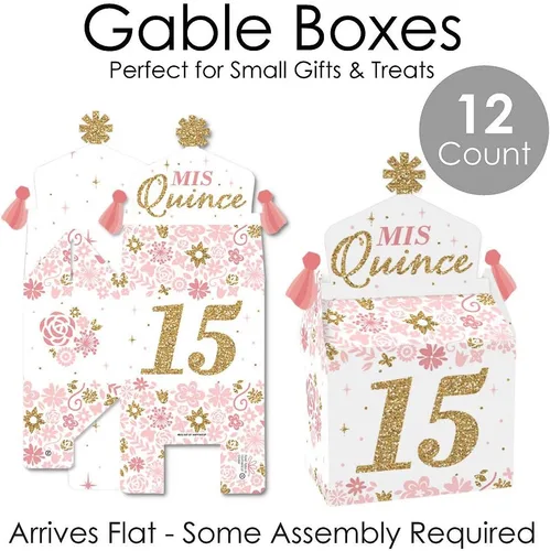 Miniatura 6 de Big Dot of Happiness Mis Quince Anos - Caja de golosinas para fiestas - Quinceañera Sweet 15 Birthday Party Goodie Gable Boxes - Juego de 12