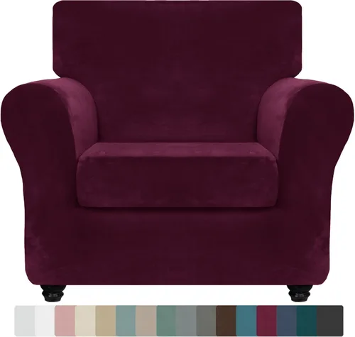 Miniatura 23 de ZNSAYOTX Funda de terciopelo de 3 piezas para sofá de 3 piezas con 2 fundas de cojín de asiento extra grandes, funda elástica para sofá de 2 plazas