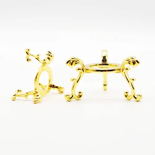 Miniatura 3 de 2 piezas de soporte de bola de cristal floreciente chapado en oro, soporte de diamante de cristal, mini soporte para plantas de aire, soporte