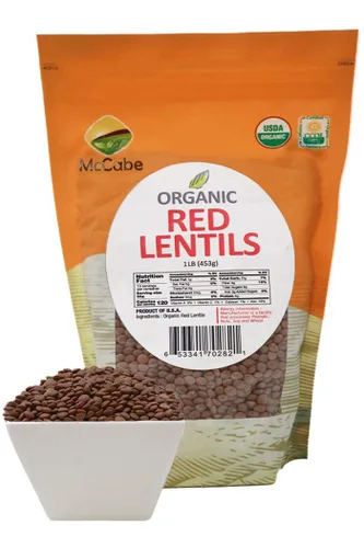 McCabe Lentejas rojas orgánicas – Lentejas rojas secas | Ricas en fibra y minerales | Certificado USDA y CCOF | Producto de Estados Unidos | 1 libra