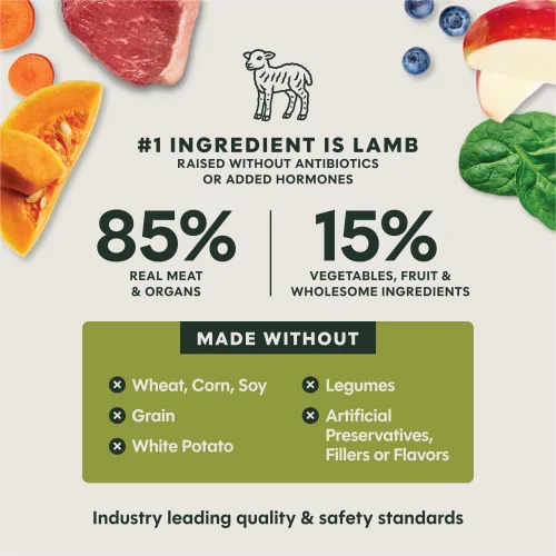 Miniatura 5 de Instinct Comidas crudas liofilizadas, alimento seco natural para perros, sin granos, cordero alimentado con hierba, bolsa de 24 onzas