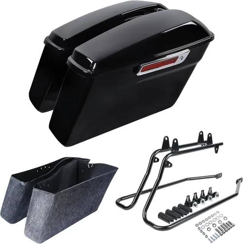 SLMOTO Alforjas rígidas para motocicleta para Harley, alforjas rígidas con soportes de conversión negros, compatibles con Harley Street Glide