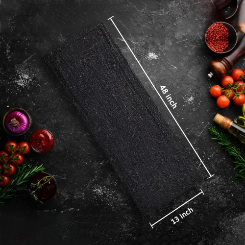 Miniatura 4 de Madhu International Camino de mesa de yute natural, alfombra rectangular tejida a mano de larga duración, hecha de material de yute para entradas