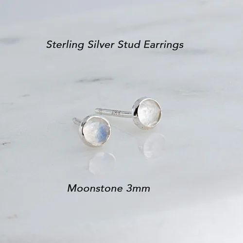 Miniatura 44 de Aretes pequeños de plata de ley para cartílago, tragus, hélix, múltiples piercings hipoalergénicos, piedra natal para mujer, juego de bisel