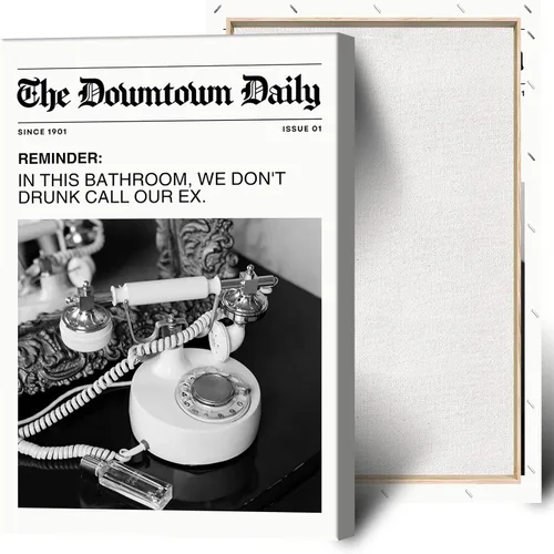 Miniatura 17 de Arte de pared retro de feminismo en blanco y negro, arte de pared de periódico con texto en inglés "Be Your Own Daddy", carteles de lienzo