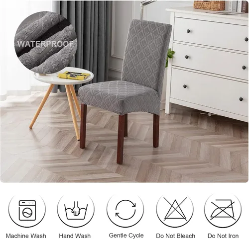 Miniatura 7 de Genina Juego de 4 fundas 100 % impermeables para sillas de comedor grandes, fundas protectoras elásticas para sillas Parson para el hogar
