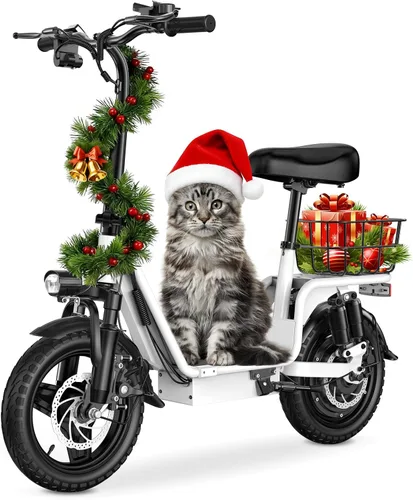 Miniatura 9 de INSDRGN Scooter eléctrico para adultos con asiento, motor pico de 1000 W, 48 V, 10.4 AH, scooter eléctrico plegable, neumáticos de 14 pulgadas, 20