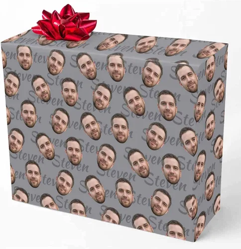 Miniatura 13 de M YESCUSTOM Papel de regalo con fotos personalizadas, papel de regalo para el Día de la Madre, Día del Padre, cumpleaños, Navidad