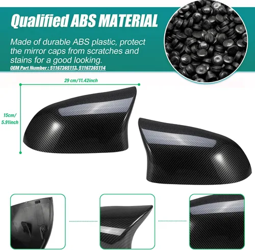 Miniatura 3 de M Style Fundas de Espejo Lateral de Coche Reemplazo para BMW X5 F15 X3 F25(LCL) X4 F26 M40i X6 F16 2013-2018 Accesorios de Fibra de Carbono Exterior