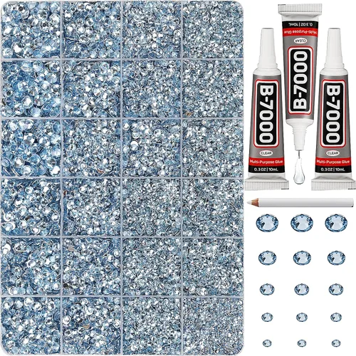 Miniatura 13 de 31000 piezas de diamantes de imitación para hacer brillar, kit de 3 mm de diamantes de imitación con parte trasera plana para manualidades, ropa