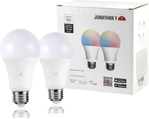 Miniatura 2 de JONATHAN Y BLB2000A-SET2 Bombilla inteligente A19 regulable, LED que cambia de color regulable, Alexa, compatible con Google Home Assistant,