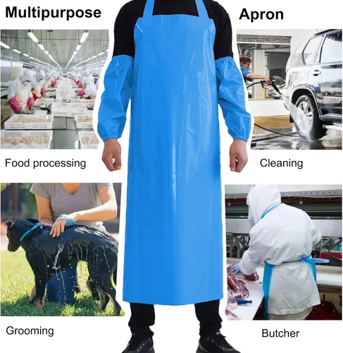 Miniatura 6 de ELEBOX Delantal impermeable a prueba de aceite delantal utilitario delantal resistente a productos químicos con manga delantal de trabajo ultra Azul
