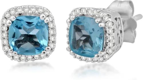 Miniatura 2 de Pendientes de oro blanco de 10 quilates con diamante