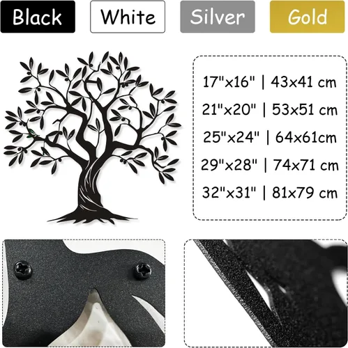 Miniatura 4 de Arte de pared de metal árbol de la vida, decoración de pared de árbol genealógico, arte de pared de árbol de metal, árbol de arte metálico