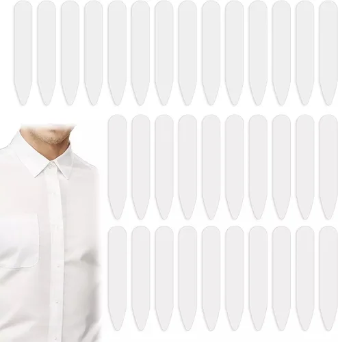 100 unidades de cuello blanco de 2 pulgadas para camisas de vestir de hombre, estancias de cuello de plástico, estancias de cuello de camisa para