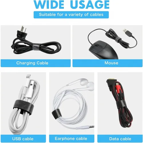 Miniatura 4 de WILLBOND Cintas de sujeción de 1/2 pulgada x 45 pies, bridas de cable reutilizables, cinta de nylon de doble cara, rollo de gancho y bucle, bridas