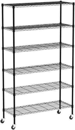 Miniatura 6 de Estantes de almacenamiento de 6 niveles, estantería de alambre de metal, altura ajustable, NSF resistente para garaje con ruedas, 48 x 18 x 82