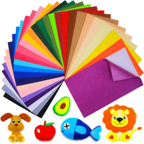 IOOLEEM Hojas de fieltro multicolor, hojas de fieltro autoadhesivas, 30 piezas de 17.8x28.7 cm (cercano al tamaño A4 - 18x28.5 cm, hojas de fieltro