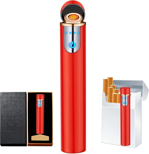 Encendedor electrónico, fresco y eléctrico, recargable por USB, encendido táctil, resistente al viento, sin llama, ligero, plasma con indicador de