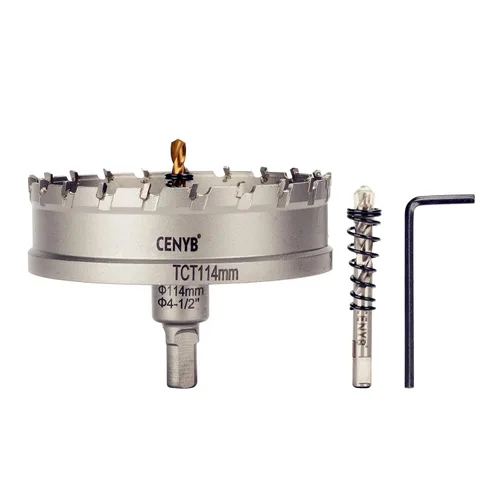 Miniatura 84 de 10 piezas (16-54 mm) Kit de sierra perforadora de carburo TCT para metales duros. Incluye 2 brocas de titanio, 1 broca piloto escalonada y 2 llaves